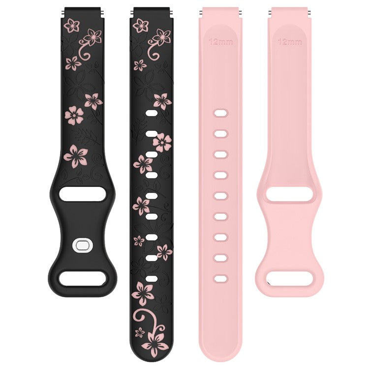 For Xiaomi Smart Band 9 / 8 Embossed Silicone Dual Color Strap Replacement Wristband - Black+Pink