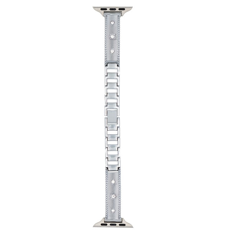 Bracelet Strap for Apple Watch Series 10 Ultra 9 8 7 SE 6 5 4 3 2 1 46mm 49mm 45mm 44mm 42mm Rhinestone Decor Stainless Steel Watch Band - Silver