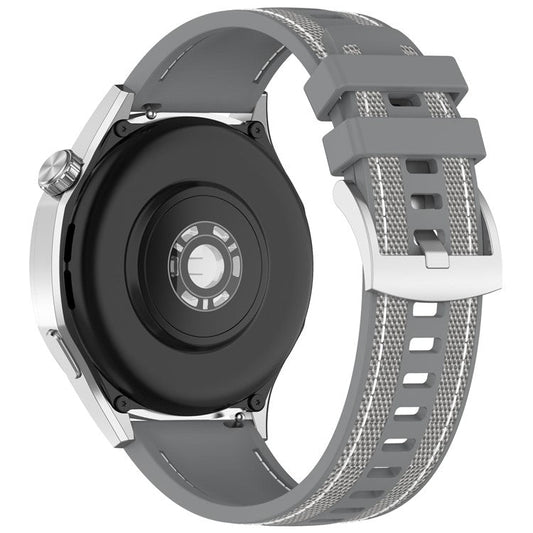 For Huawei Watch GT 5 46mm Replacement Strap 22mm Nylon Silicone Hybrid Watchband - Grey