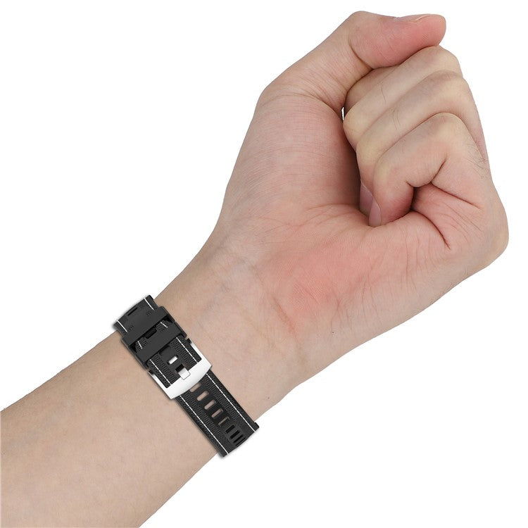 For Huawei Watch GT 5 46mm Replacement Strap 22mm Nylon Silicone Hybrid Watchband - Grey