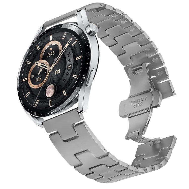 For Huami Amazfit Stratos 3 Replacement Strap H Type Metal Watch Band - Titanium
