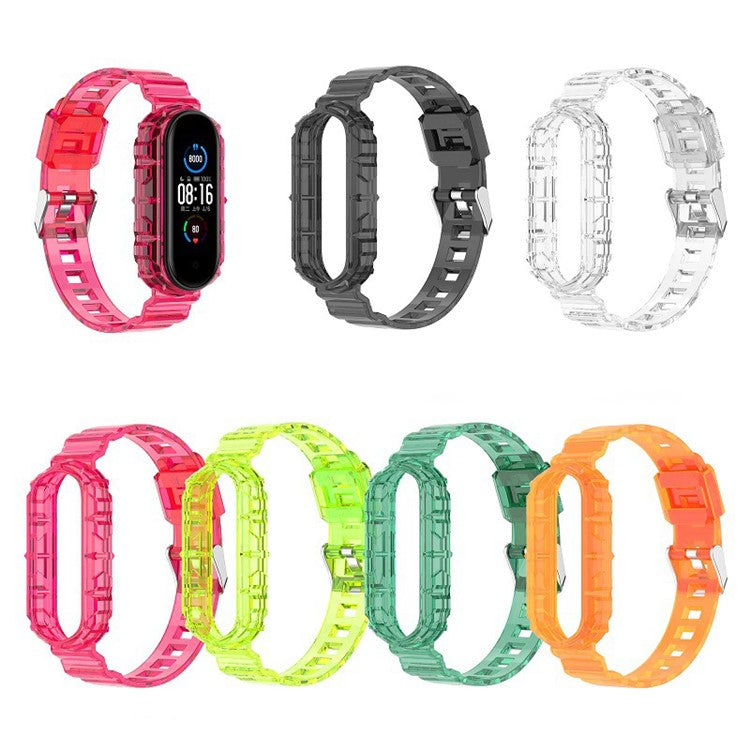 Solid Color TPU Smart Watch Band Replacement Wrist Strap for Xiaomi Mi Band 6 - Green