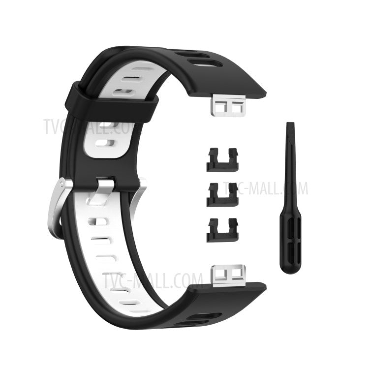 Soft Silicone Dual Color Watch Strap for Huawei Watch Fit - Black/White
