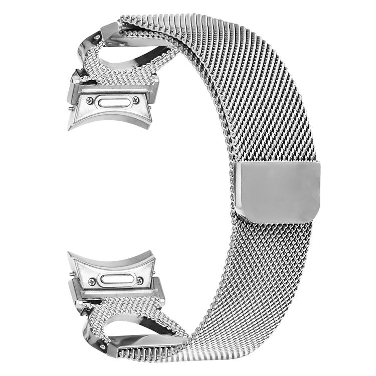 Watch Strap with Quick Release Connector for Samsung Galaxy Watch7 44mm  /  40mm Milanese Silver Metal Watch Band Rhinestone Decor