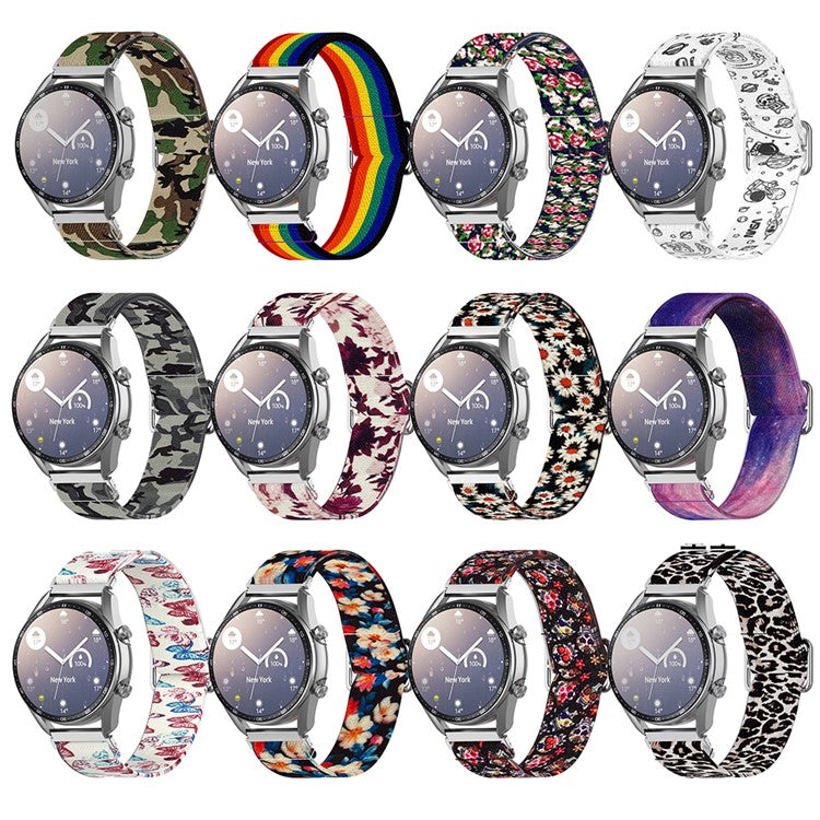 22mm Adjustable Printing Watchband Strap Replacement for Samsung Galaxy Watch3 45mm / Huawei Watch GT 2 Pro - Leopard