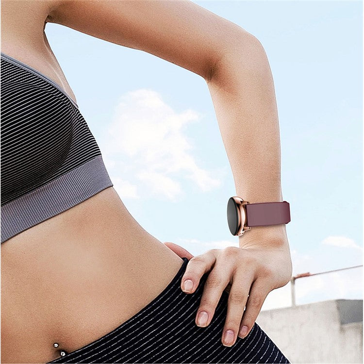 Silicone Solid Color Watch Strap for Garmin Vivoactive 4S, Vivomove 3S, Etc - Wine Red
