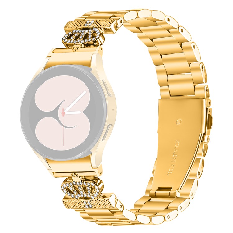 Metal Strap with Connector for Samsung Galaxy Watch 5 Pro  /  5  /  5 Active  /  4  /  4 Classic  /  4 Active Crown Shape Watch Band - Gold