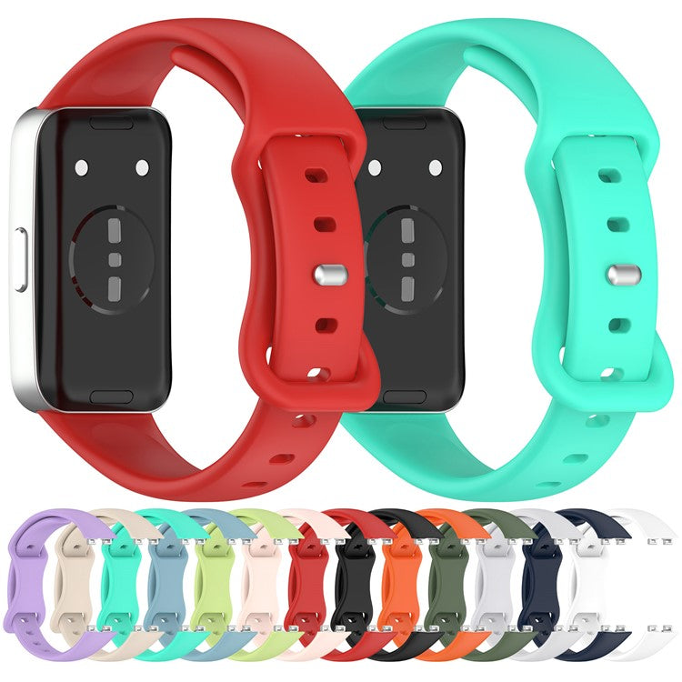 Silicone Watch Strap for Huawei Band 10 / 9 / 9 NFC / 8 / 8 NFC Butterfly Buckle Adjustable Replacement Band - Light Grey