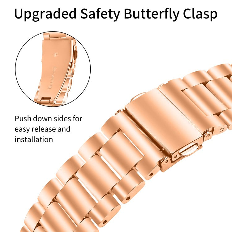 For Honor Watch ES Stainless Steel Strap Crown Shape Rhinestone Decor Watch Band - Rose Gold
