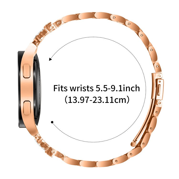 For Honor Watch ES Stainless Steel Strap Crown Shape Rhinestone Decor Watch Band - Rose Gold