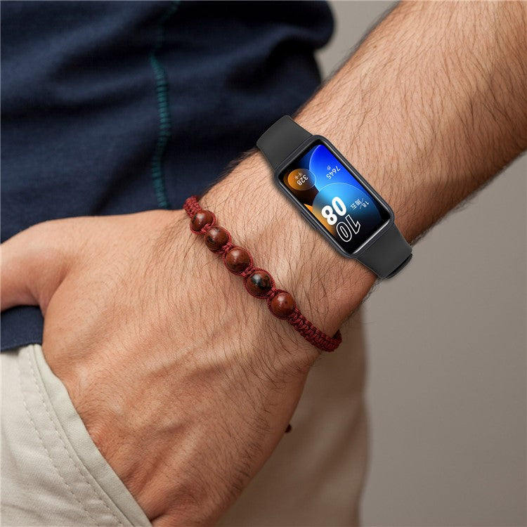Silicone Watch Strap for Huawei Band 10 NFC / 10 / 9 NFC / 9 / 8 NFC / 8 Glossy Replacement Band - Orange