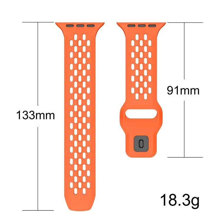 Watch Band for Apple Watch Series 10 Ultra 9 8 7 SE 6 5 4 3 2 1 46mm 49mm 45mm 44mm 42mm Holes Design Silicone Wrist Strap - Orange