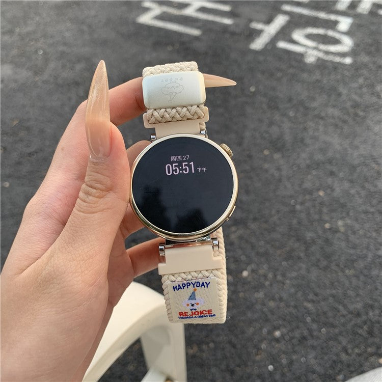 20mm Universal Watch Band Top Hat Puppy Pattern Magnetic Buckle Braided Nylon Wrist Strap - Starlight