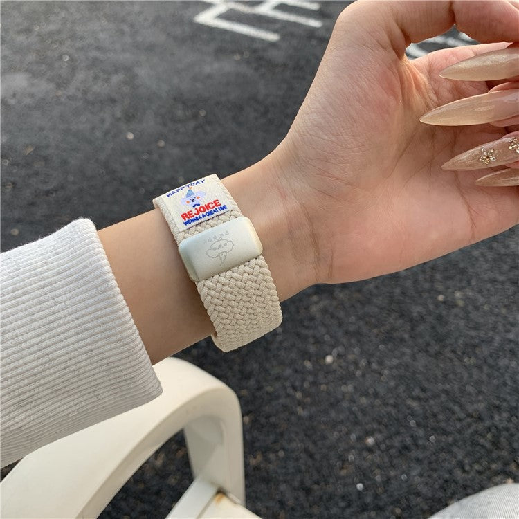 20mm Universal Watch Band Top Hat Puppy Pattern Magnetic Buckle Braided Nylon Wrist Strap - Starlight