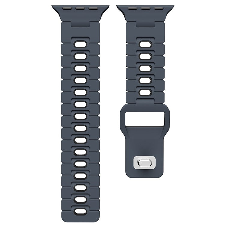 Watch Band for Apple Watch Series 10 Ultra 9 8 7 SE 6 5 4 3 2 1 46mm 49mm 45mm 44mm 42mm Dual Color Silicone Strap - Midnight Blue+Black