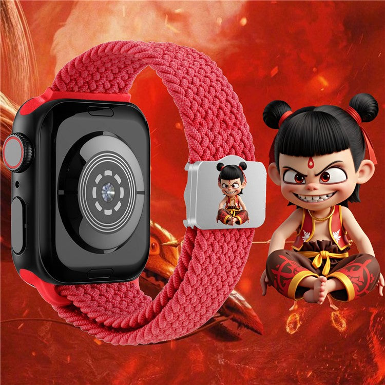 Watch Strap for Apple Watch Series 10 9 8 7 SE 6 5 4 3 2 1 42mm 41mm 40mm 38mm Ne Zha UV Printed Nylon Band - Red / Ne Zha