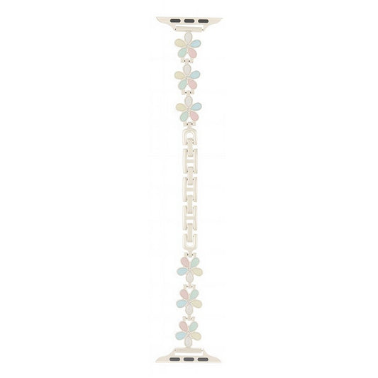 Watch Band for Apple Watch Series 10 9 8 7 SE 6 5 4 3 2 1 42mm 41mm 40mm 38mm Flower Design Zinc Alloy Wrist Strap - Light Colorful+Starlight