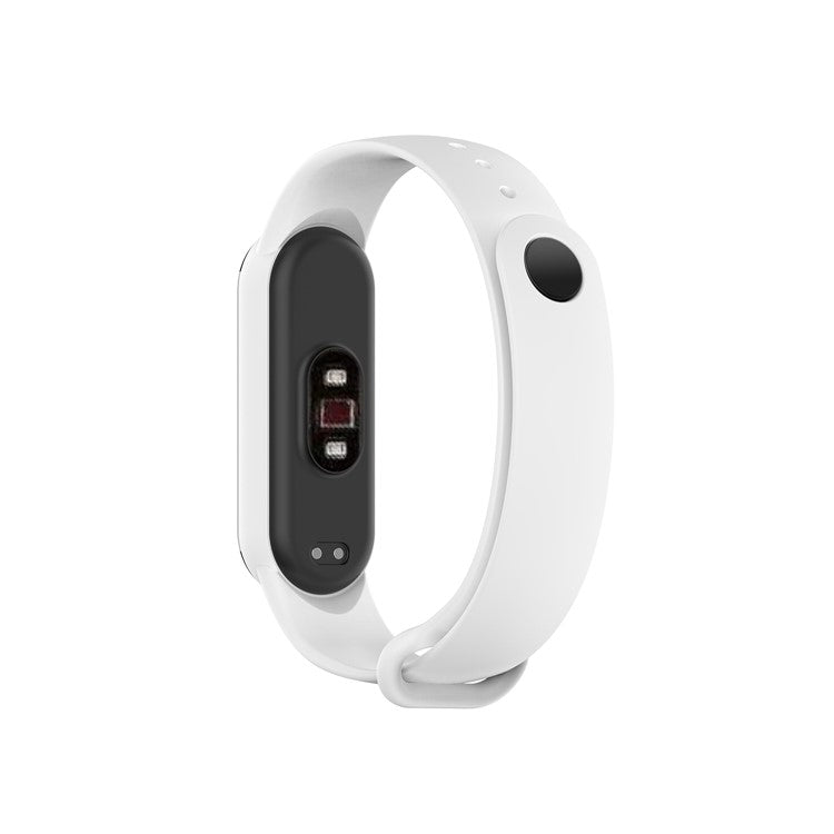 Glossy Silicone Watch Strap Replacement Watchband for Xiaomi Mi Band 5/6/7 - White