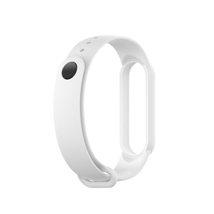 Glossy Silicone Watch Strap Replacement Watchband for Xiaomi Mi Band 5/6/7 - White