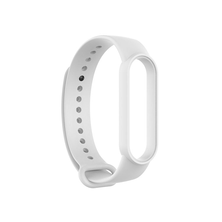 Glossy Silicone Watch Strap Replacement Watchband for Xiaomi Mi Band 5/6/7 - White