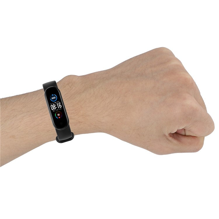 Glossy Silicone Watch Strap Replacement Watchband for Xiaomi Mi Band 5/6/7 - Lime Green