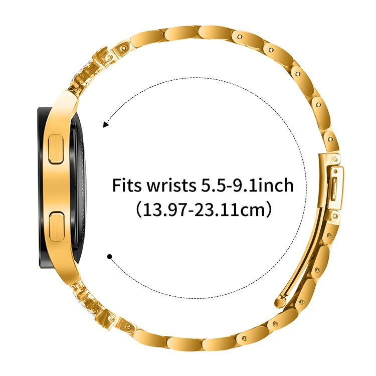 For Haylou RS4 Plus LS11 Stainless Steel Strap Crown Shape Rhinestone Decor Watch Band - Gold