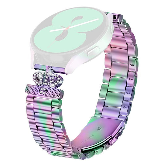For Coros Apex 42mm Stainless Steel Strap Crown Shape Rhinestone Decor Watch Band - Colorful