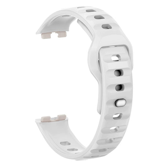 Silicone Strap for Huawei Band 10 NFC / 10 / 9 NFC / 9 / 8 NFC / 8 Smart Bracelet Reverse Buckle Groove Design Band - White