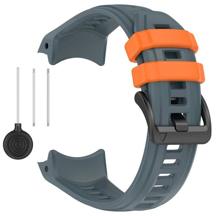 For Garmin Instinct 3 45mm Watch Band 22mm Silicone Replacement Strap - Twilight Blue + Orange