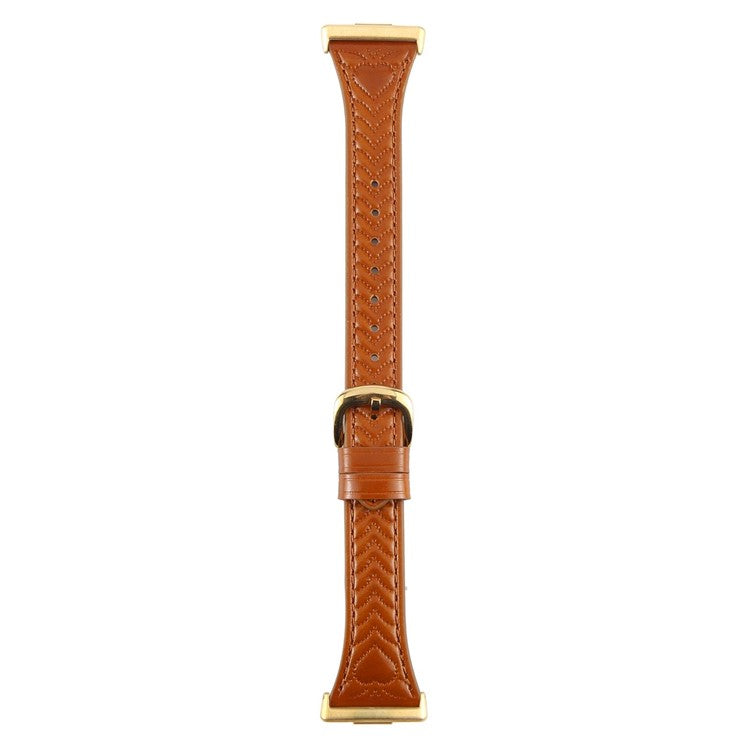 For Huawei Watch Fit 3 Heart Pattern Embossed Watch Band Cowhide Leather Strap - Brown