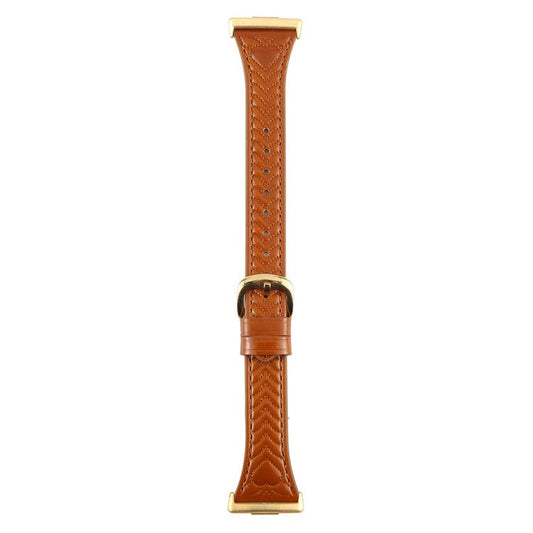 For Huawei Watch Fit 3 Heart Pattern Embossed Watch Band Cowhide Leather Strap - Brown