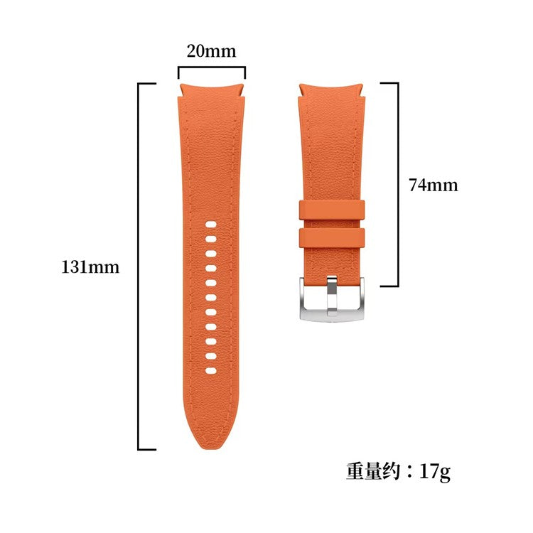 Watch Band For Samsung Galaxy Watch7 / Watch6 / Watch 5 / Watch4 Silicone + Leather Adjustable Strap Armband - Black