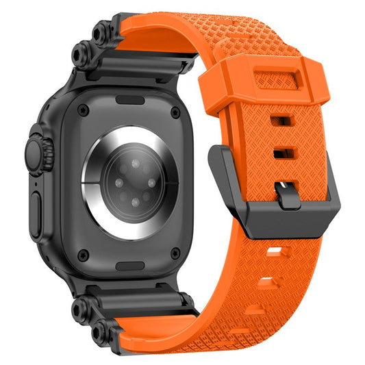 Watch Band For Apple Watch 10 Ultra 9 8 7 SE (2023) SE (2022) SE 6 5 4 3 2 1 46mm 49mm 45mm 44mm 42mm Gear Silicone Strap - Black + Oorange