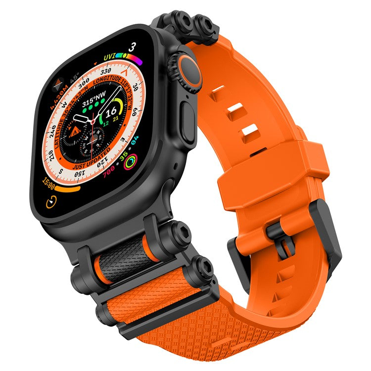 Watch Band For Apple Watch 10 Ultra 9 8 7 SE (2023) SE (2022) SE 6 5 4 3 2 1 46mm 49mm 45mm 44mm 42mm Gear Silicone Strap - Black + Oorange