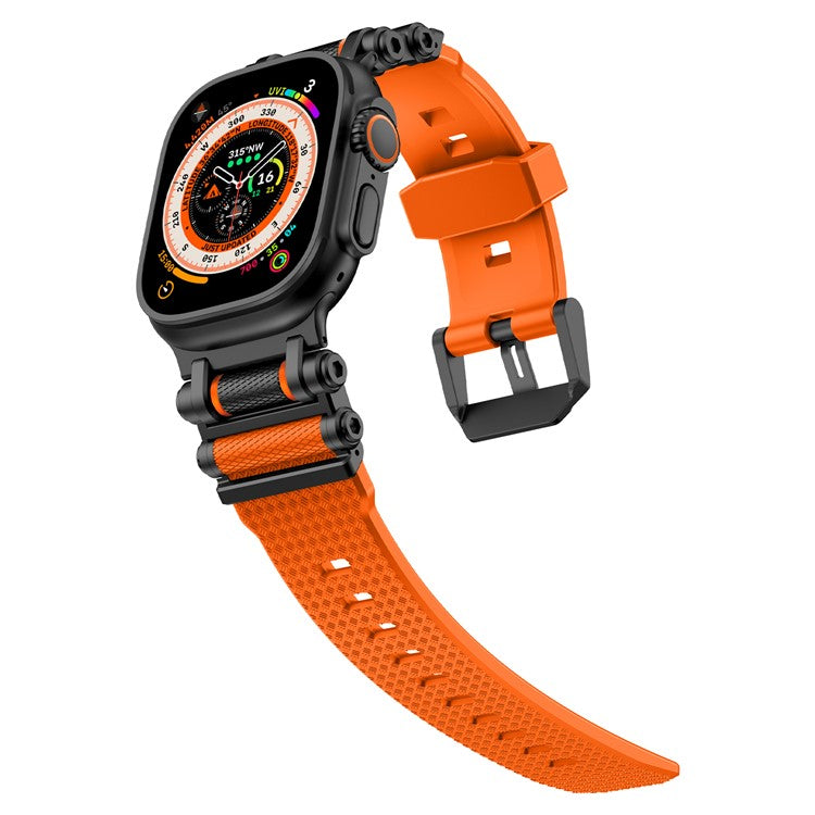 Watch Band For Apple Watch 10 Ultra 9 8 7 SE (2023) SE (2022) SE 6 5 4 3 2 1 46mm 49mm 45mm 44mm 42mm Gear Silicone Strap - Black + Oorange