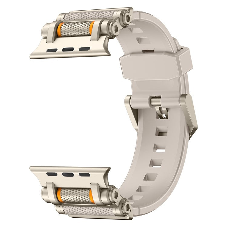 Watch Band For Apple Watch 10 Ultra 9 8 7 SE (2023) SE (2022) SE 6 5 4 3 2 1 46mm 49mm 45mm 44mm 42mm Gear Silicone Strap - Titanium + Starlight