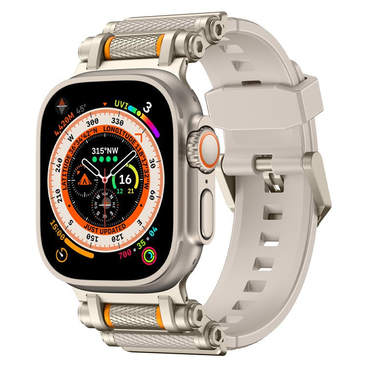 Watch Band For Apple Watch 10 Ultra 9 8 7 SE (2023) SE (2022) SE 6 5 4 3 2 1 46mm 49mm 45mm 44mm 42mm Gear Silicone Strap - Titanium + Starlight