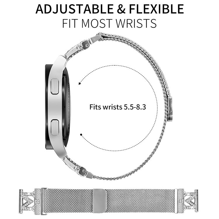 For GarminMove Luxe  /  Vivomove Luxe Bands Stainless Steel M-Type Milanese Watch Band Silver Wrist Strap