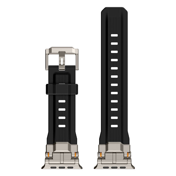 Silicone Watch Band For Apple Watch Series 10 Ultra 9 8 7 SE 6 5 4 3 2 1 46mm 49mm 45mm 44mm 42mm Wrist Strap - Titanium Black