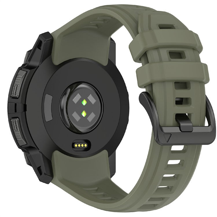 22mm Silicone Strap For Garmin Instinct 3 Solar  /  Instinct 3 AMOLED 45mm Replacement Watch Band - Army Green