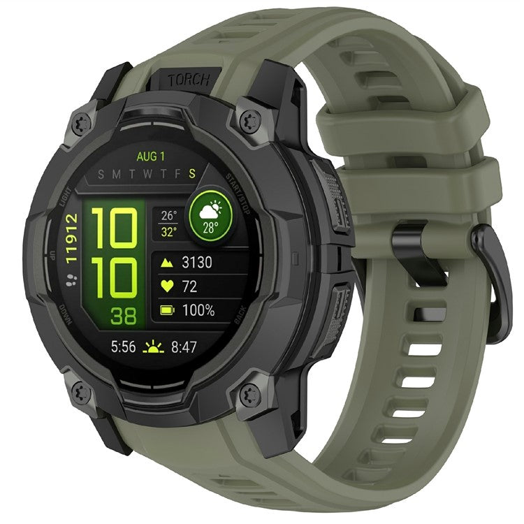 22mm Silicone Strap For Garmin Instinct 3 Solar  /  Instinct 3 AMOLED 45mm Replacement Watch Band - Army Green