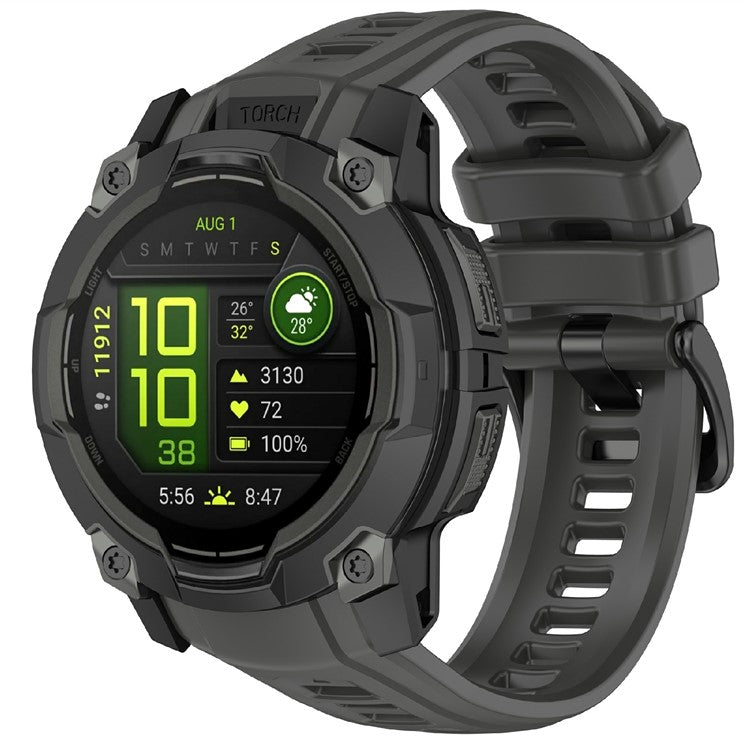 22mm Silicone Strap For Garmin Instinct 3 Solar  /  Instinct 3 AMOLED 45mm Replacement Watch Band - Dark Grey