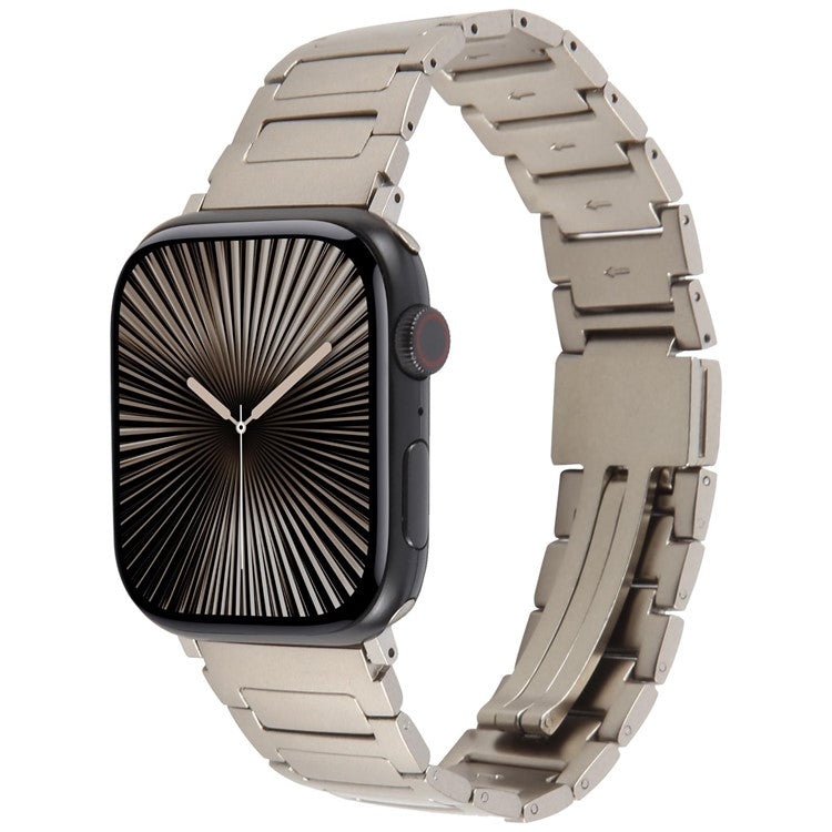 Watch Band For Apple Watch Series 10 Ultra 9 8 7 SE 6 5 4 3 2 1 46mm 49mm 45mm 44mm 42mm Magnetic Foldable Buckle Metal Strap - Titanium