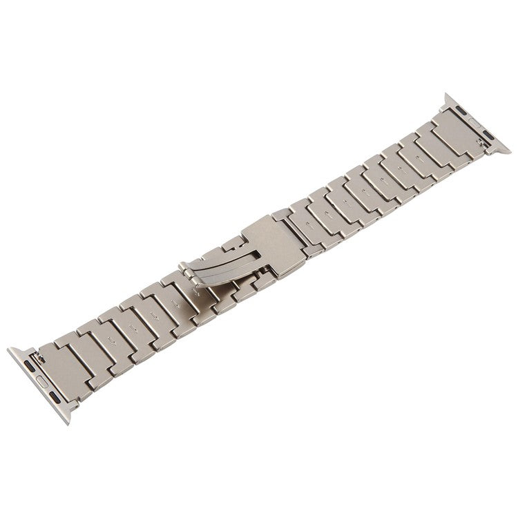 Watch Band For Apple Watch Series 10 Ultra 9 8 7 SE 6 5 4 3 2 1 46mm 49mm 45mm 44mm 42mm Magnetic Foldable Buckle Metal Strap - Titanium