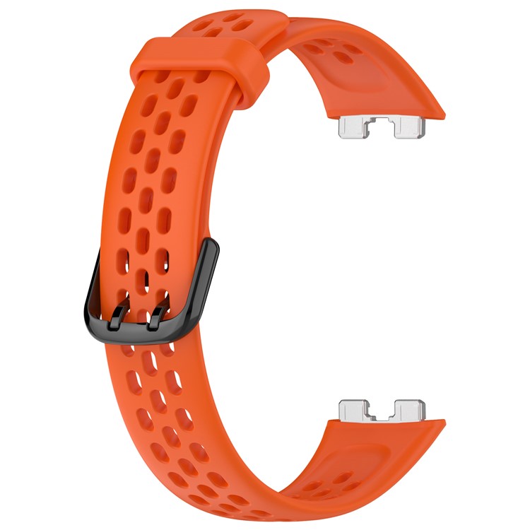 Silicone Watch Band For Huawei Band 10 NFC  /  10  /  9 NFC  /  9  /  8 NFC  /  8 Perforated Breathable Wristband Replacement Strap - Orange