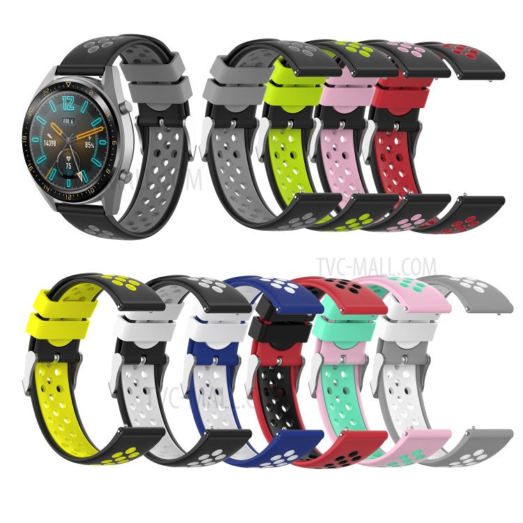Dual Color Soft Silicone Smart Watch Replacement Strap 22mm for HUAWEI Watch GT2 46mm - Blue/White