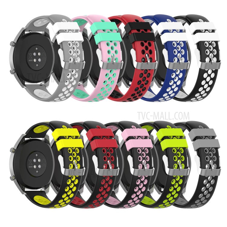Dual Color Soft Silicone Smart Watch Replacement Strap 22mm for HUAWEI Watch GT2 46mm - Blue/White