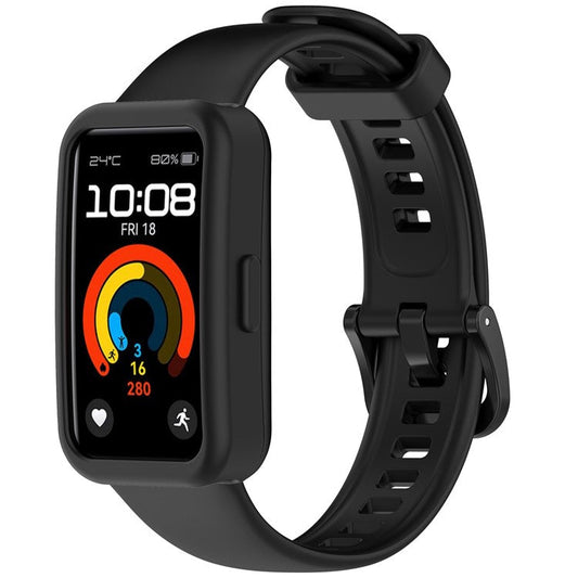 Silicone Band for Huawei Band 10 NFC / 10 / 9 NFC / 9 / 8 NFC / 8 Adjustable Strap with Watch Frame - Black