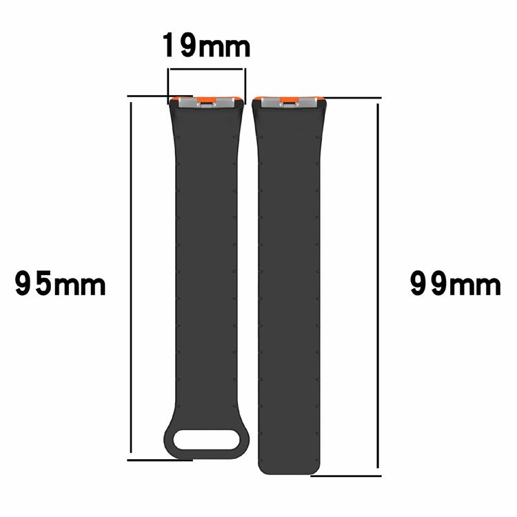 Silicone Watch Band For Huawei Band 10  /  9  /  8 Magnetic Dual Color Replacement Strap - Starlight  /  Orange