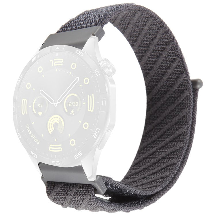 22mm Watch Band For Huawei Watch GT 5 Pro 46mm / GT 5 46mm / GT 4 46mm / Watch 4 / Samsung Galaxy Watch3 Nylon Loop Strap  - Grey